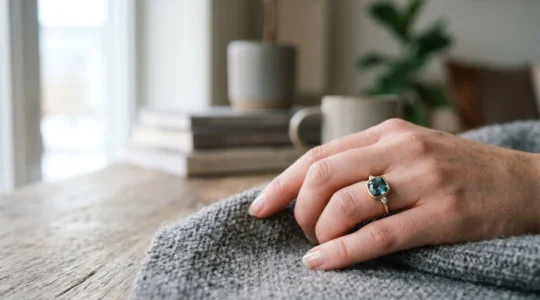 Bague en pierre fine portée au quotidien avec éclat naturel et monture protectrice