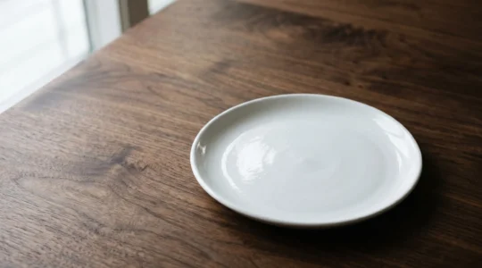 Pièce de faïence blanche élégante sur fond sombre mettant en valeur son émail éclatant