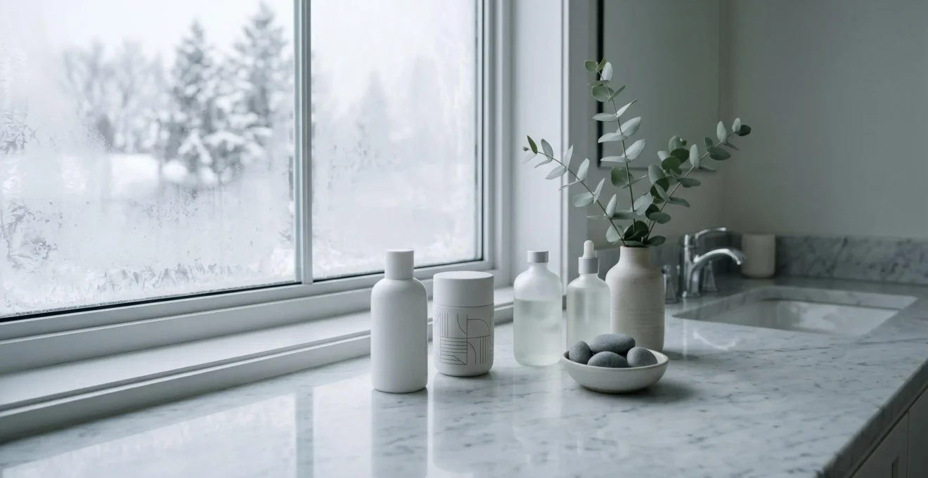 Routine de soin du visage pour peau mixte en hiver avec produits naturels et gestes de soin