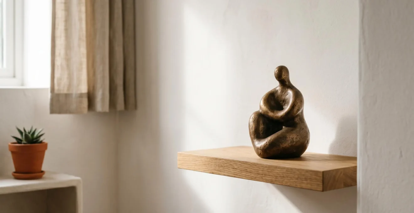 Statuette décorative élégante placée dans un intérieur minimaliste et lumineux